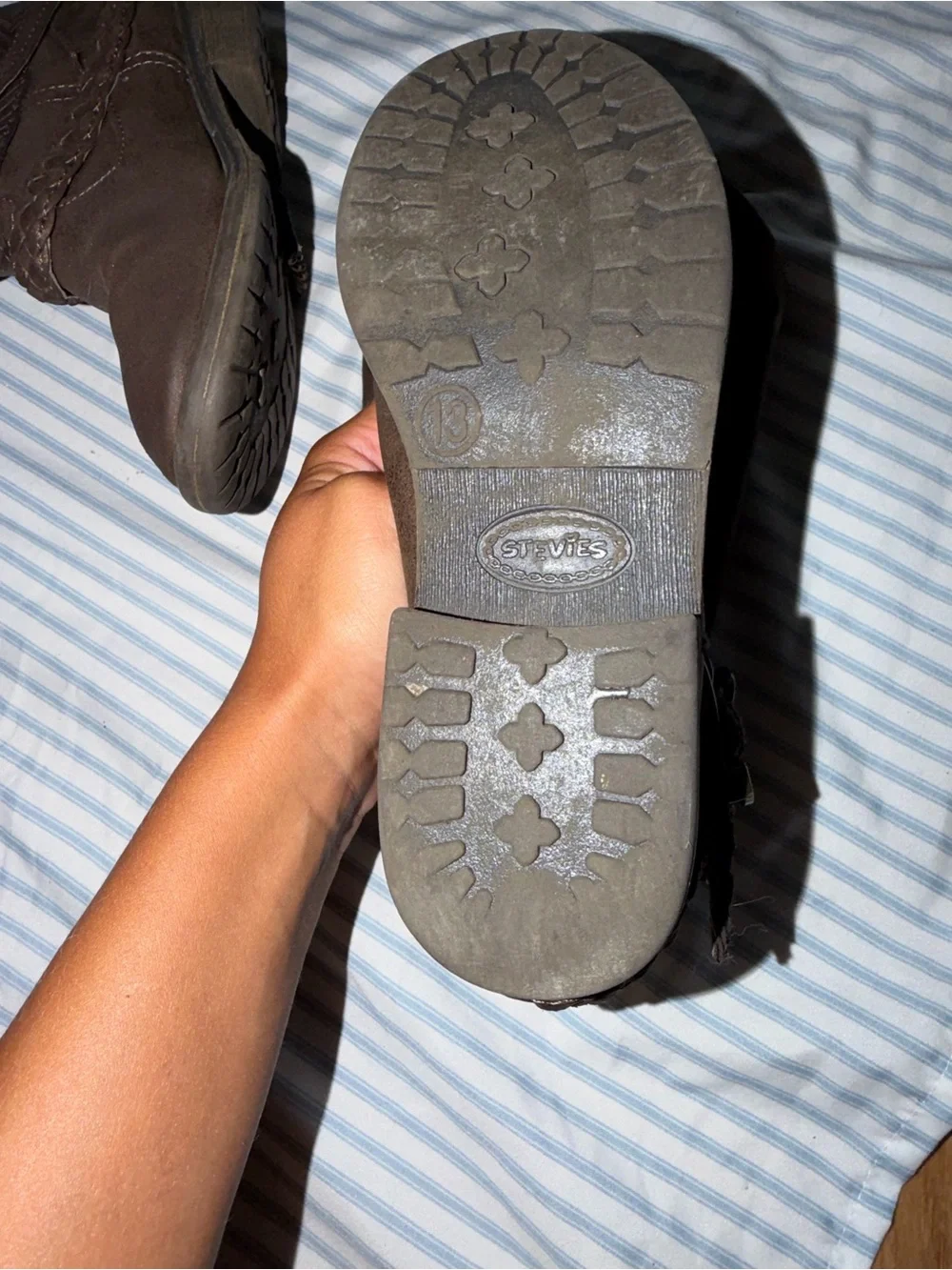 Stevies Brown Kids Tall Braided Strap Boots